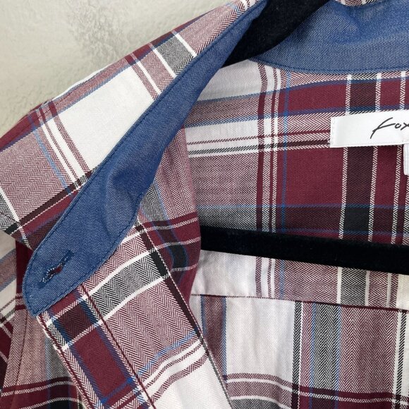 Foxcroft Womens 16 Plaid Button Up Shirt Long Sleeve Top Cotton - Picture 8 of 10